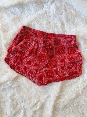 Mossimo Supply Co. Red and White Bandana-Print Drawstring Shorts